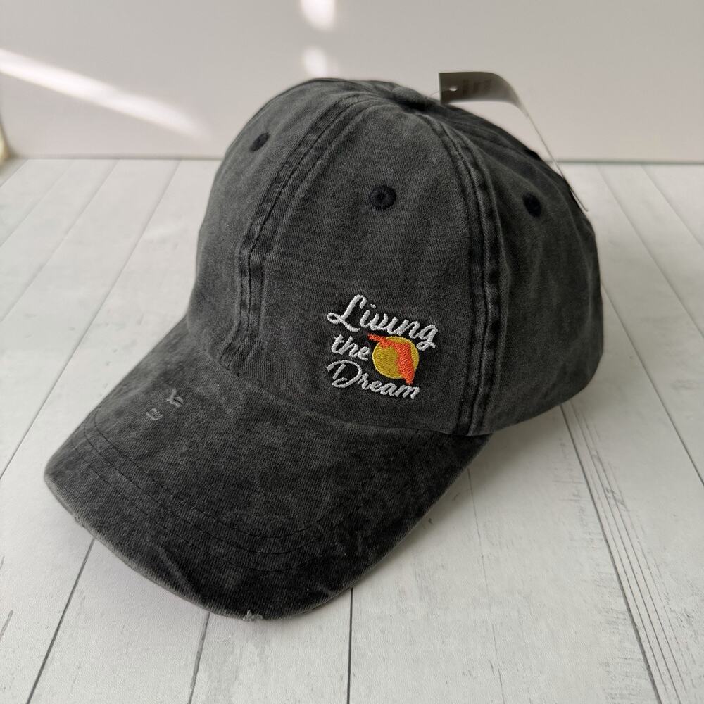 The Easy Life Living the Dream Florida Distressed Black Baseball Cap Hat NWT